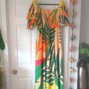 Colorful Tropical Maxi Dress